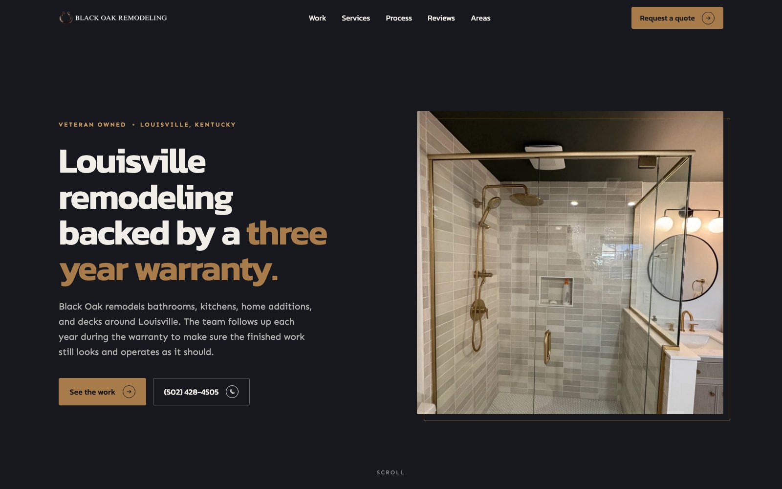 The new Black Oak Remodeling & Construction homepage concept