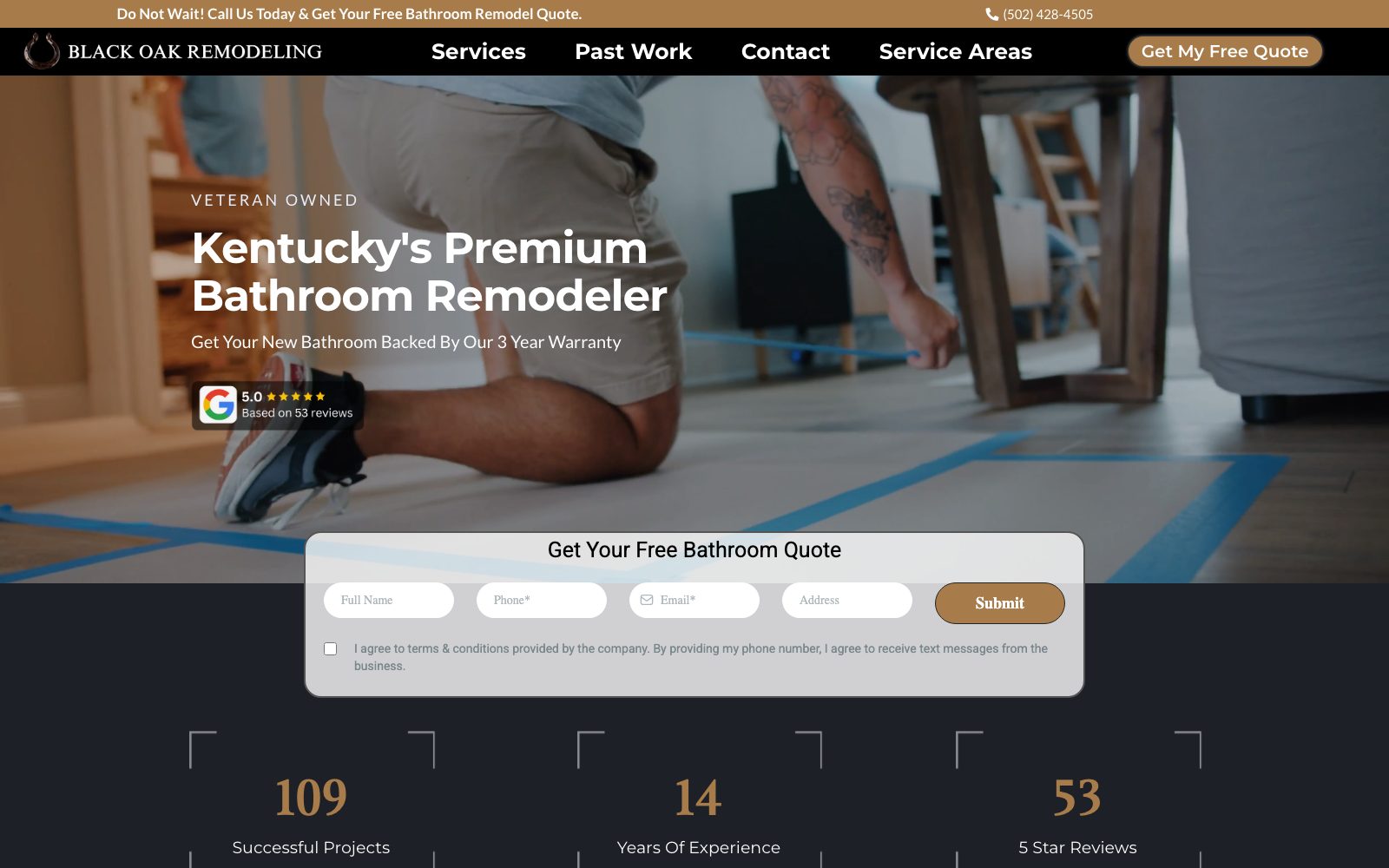 The current blackoakremodeling.com homepage