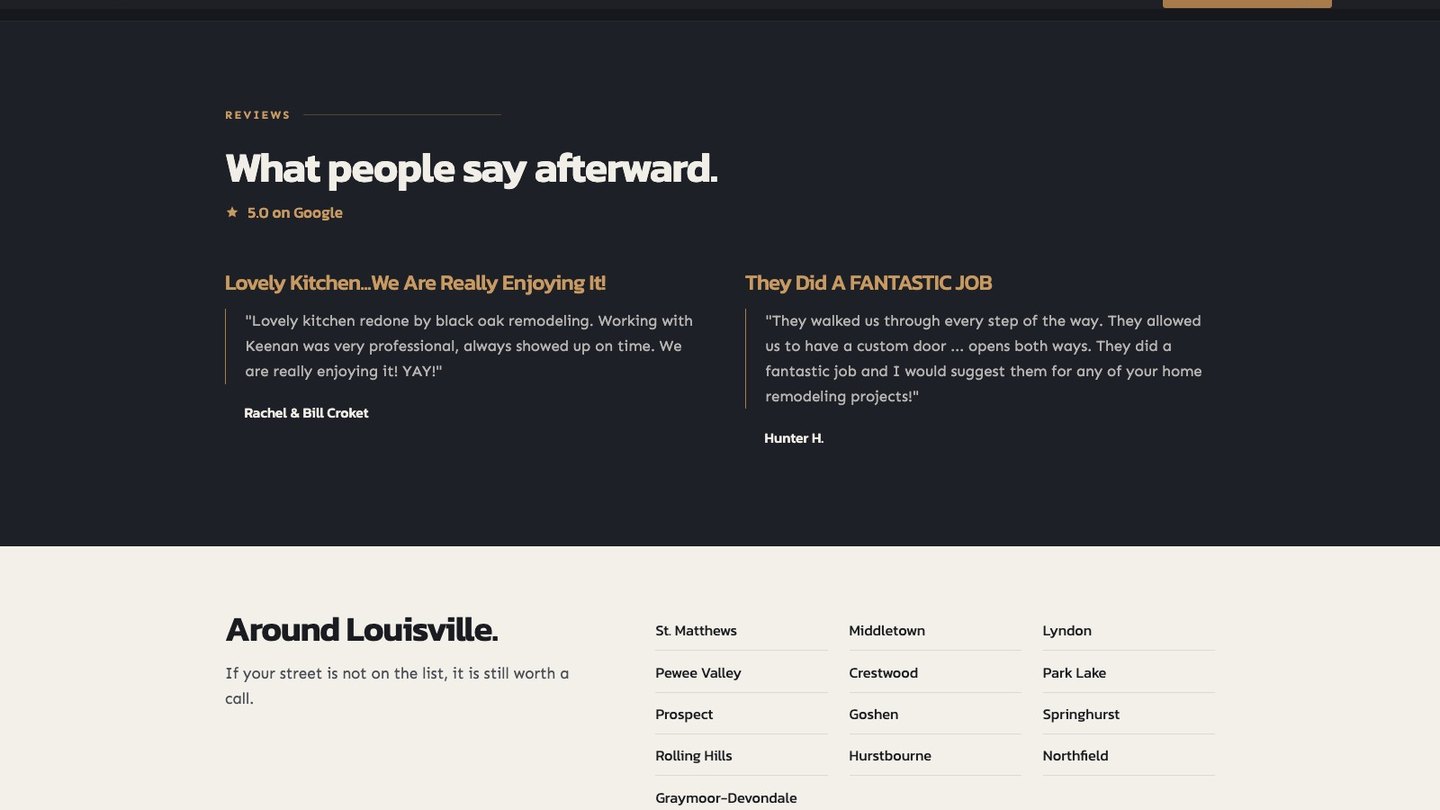 The reviews section of the new homepage