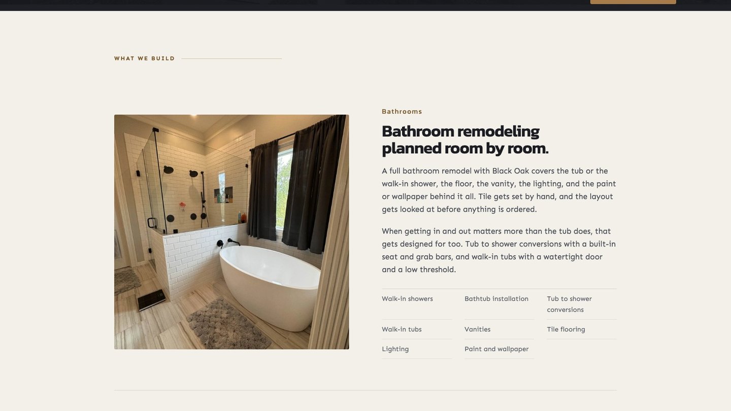 The services section of the new homepage