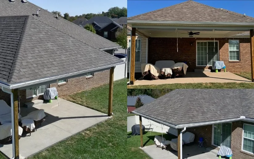 The Hip and Valley Haven, a covered patio addition framed into the existing roofline.